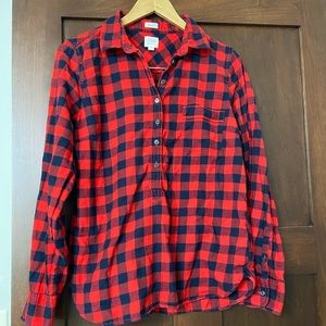 J. Crew half button plaid flannel